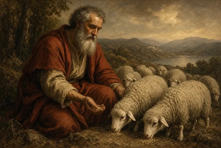 peter feeding sheep