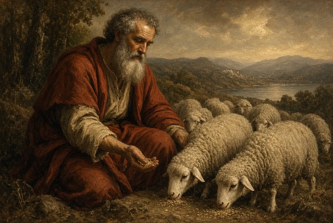 peter feeding sheep